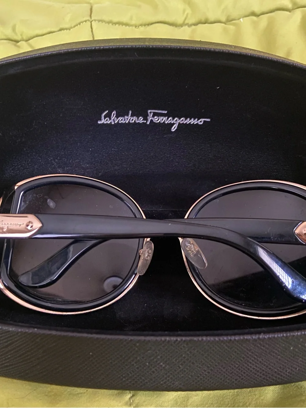 Salvatore Ferragamo Black Sunglasses with Gold Bridge